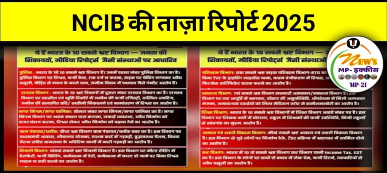 भारत के 10 सबसे भ्रष्ट सरकारी विभाग — NCIB की ताजा रिपोर्ट 2025|